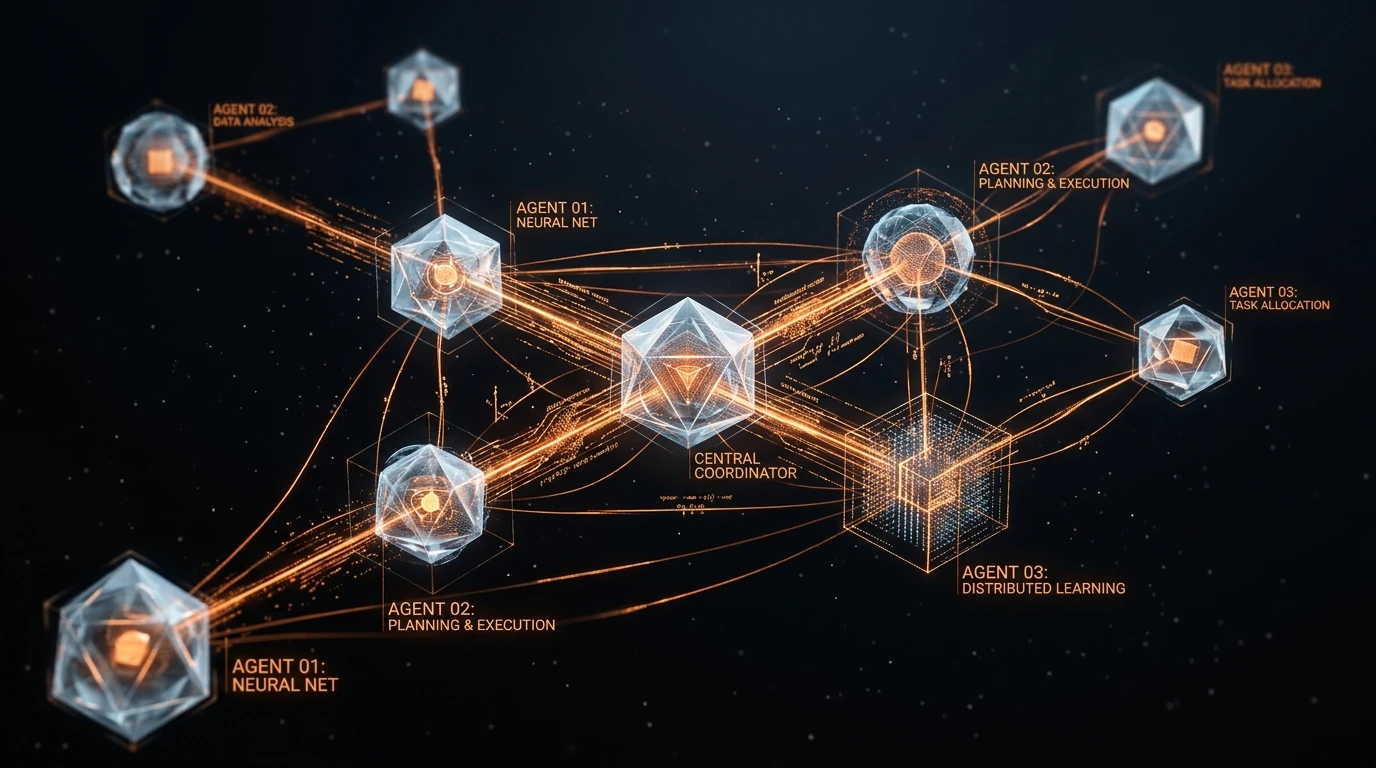 Connected autonomous AI agents visualization