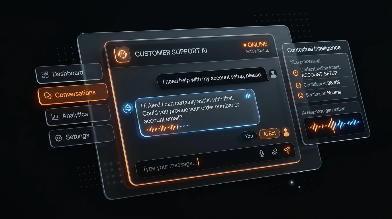 AI-powered customer support chatbot interface