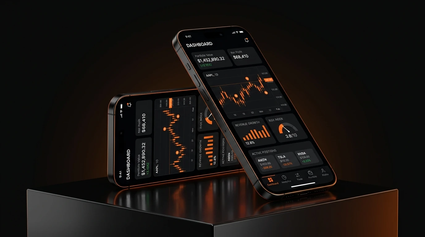 Mobile application interfaces displayed on smartphones