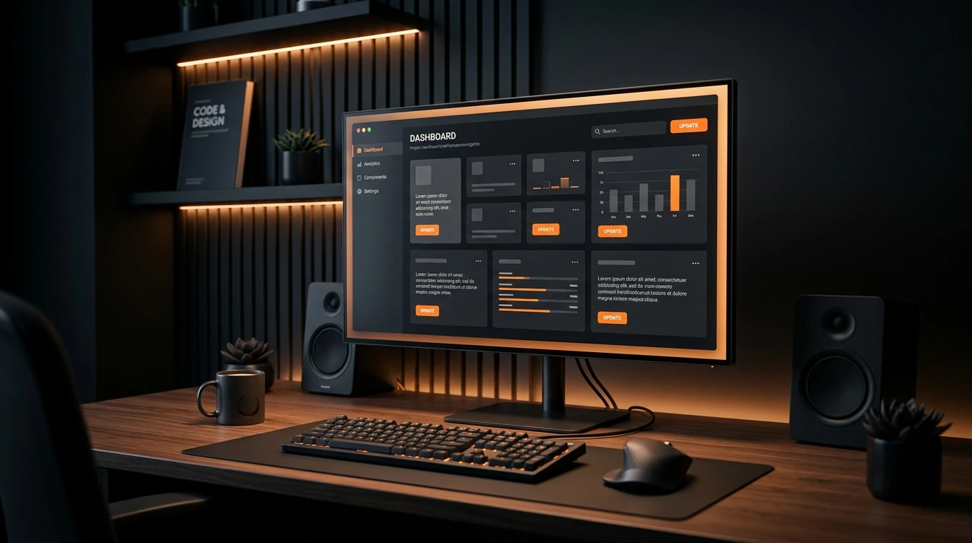 Modern website interface displayed on a desktop monitor